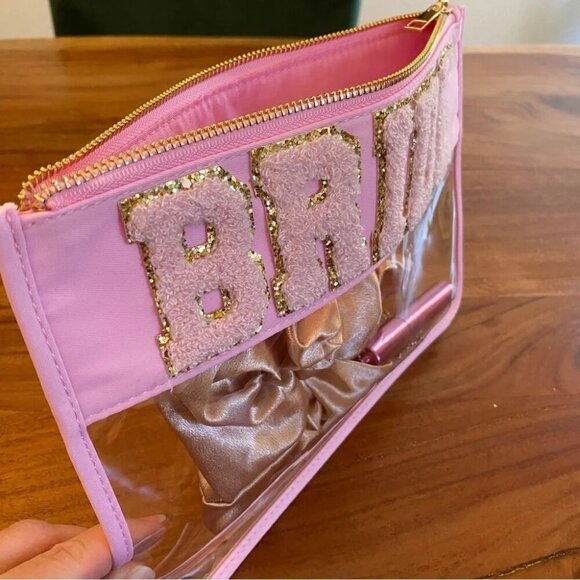 Clear Pouch with Fuzzy Patch Letters ‘Bride’ Wedding Cosmetics -Bag ONLY - Picture 11 of 11